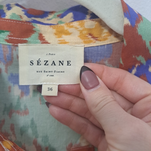 Sezane Pierro Shirt Antique Flower Print 36 NWOT - Picture 6 of 9
